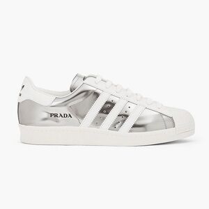 Prada x Adidas White & Silver Leather Sneaker - Women